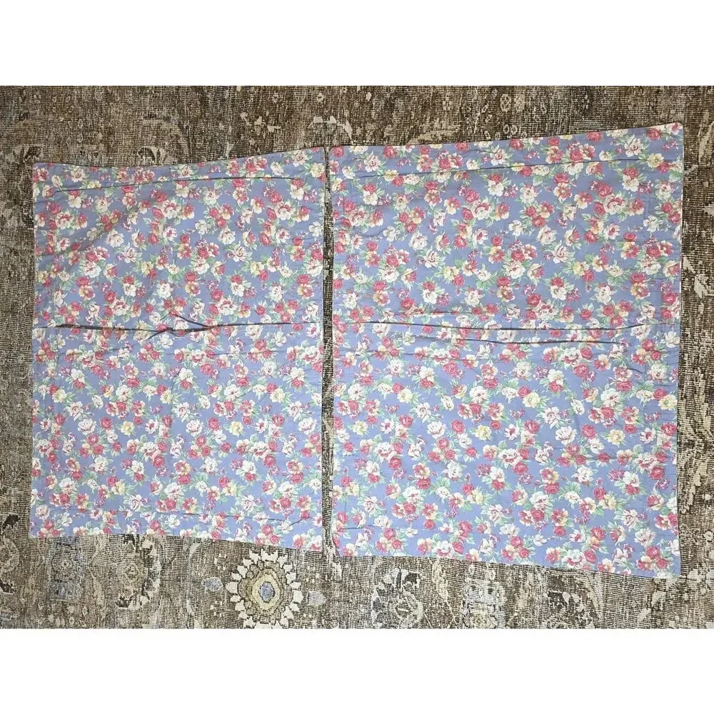 VTG Ralph Lauren Hope Pillow Shams Set 2 Floral French Country Blue Cottage